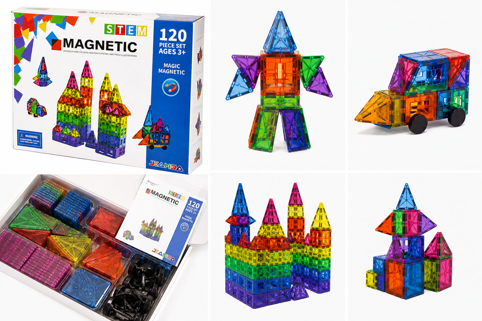 Zestaw Magnetycznych Klocków 120 el. + Travel Set 36 el. – Kreatywna Zabawa w Domu i w Podróży