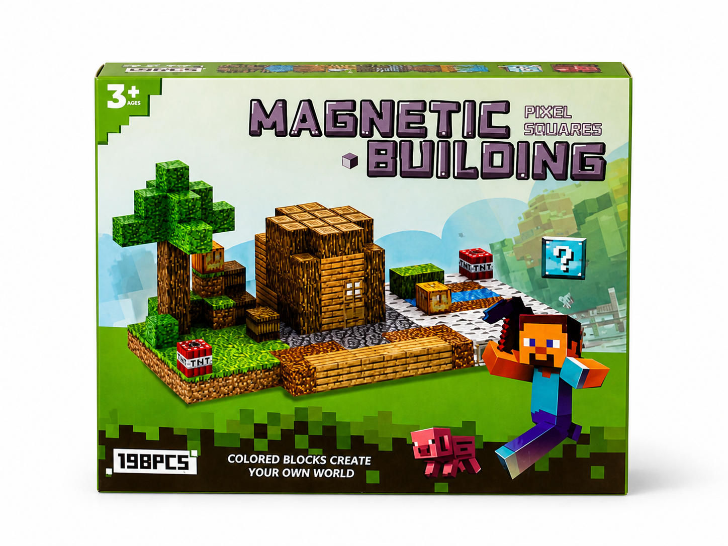 Magnetyczne Klocki Pixel Minecraft – 198 elementów, dla dzieci 3+