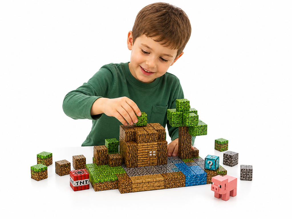 Magnetyczne Klocki Pixel Minecraft – 198 elementów, dla dzieci 3+