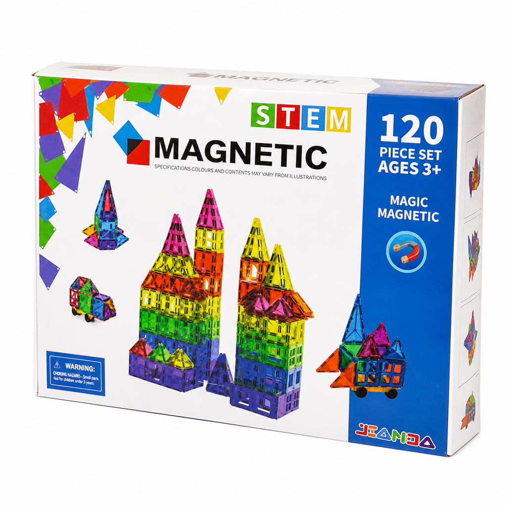 Klocki Magnetyczne 120 Elementów – Kreatywna Zabawa Bez Ekranu dla Dzieci 3+