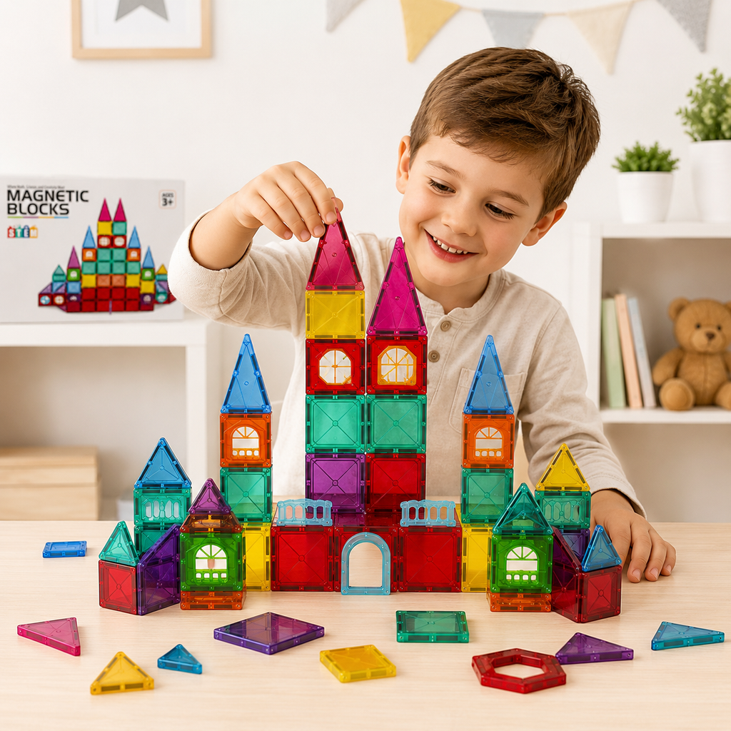 Klocki Magnetyczne 110 Elementów – Zamek STEM dla Dzieci 3+