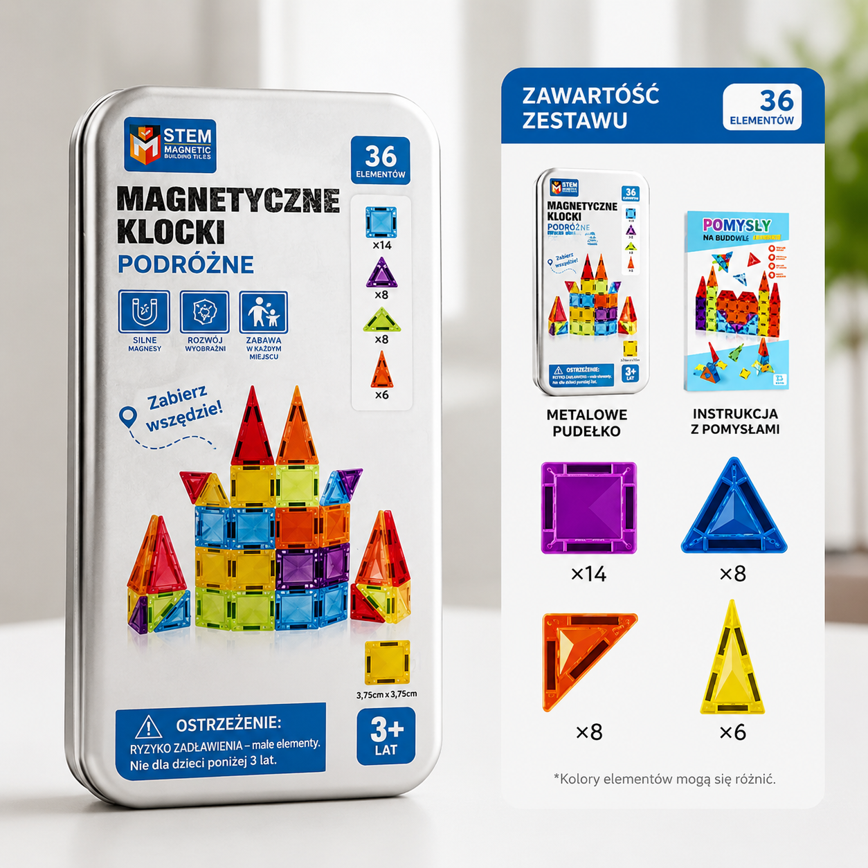 Magnetyczne Klocki Podróżne 36 el. – Zabawka Bez Ekranu